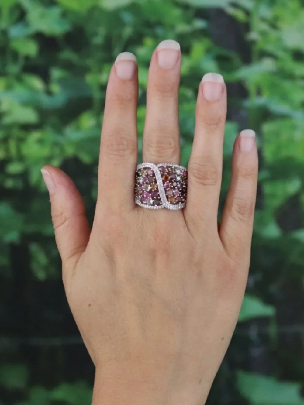 Sterling Silver Multi Color Tourmaline Ring Size 11